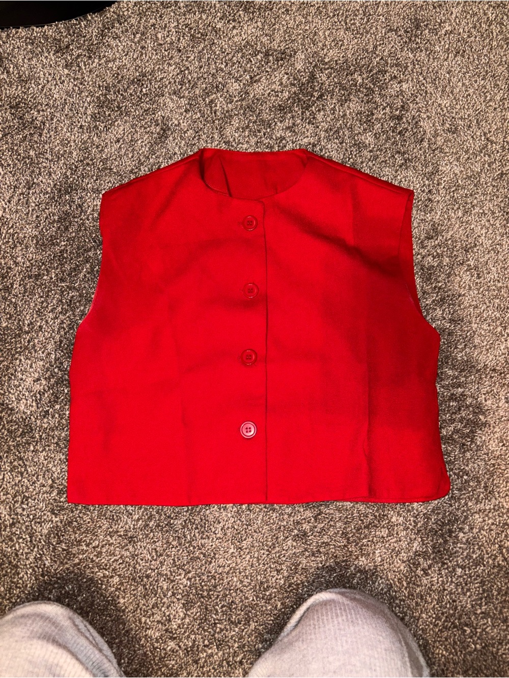 Amazon Essentials Red Cropped Button-Front Vest